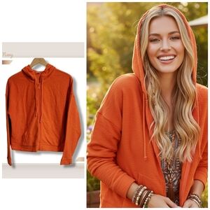🌿 Large Orange Textured Old Navy Zip-Up Jacket